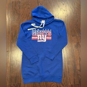 NFL Teens Apparel NY Giants Girls Extra Long Hooded Blue Sweatshirt Size Sm NWOT